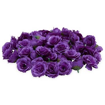 Mini Purple Silk Artificial Flower Heads for Crafts, Decorations (2 in 75 Pack)