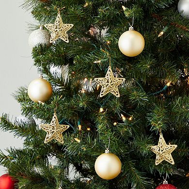 3D Glitter Gold Star Christmas Tree Ornaments, Holiday Decorations (12 ...