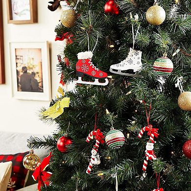 2 Pcs Christmas Tree Ornaments, Ice Skate Hanging Home Party Decorations 4.9x4"