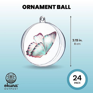 24x Clear Plastic Fillable Ornaments for Hanging Decoration DIY Art Crafts 3.15"