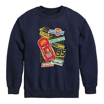 Disney / Pixar's Cars Lightening McQueen Boys 8-20 Decals Fleece Sweatshirt