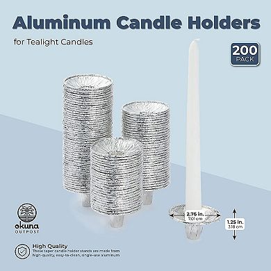Disposable Aluminum Candle Holders for Shabbat, Funeral Procession (2.76 in, 200 Pack)