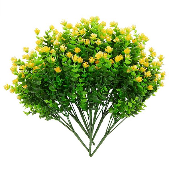 Yellow Artificial Outdoor Flowers with Faux Eucalyptus Leaves for