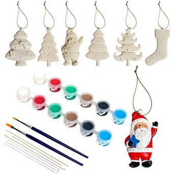 26 pc Set Christmas Crafts for Kids, Ceramics to Paint Xmas Ornament DIY 2.3x4"