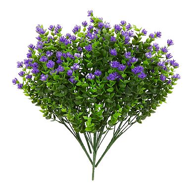 6x Artificial Fake Purple Flowers w/ 2 Cone Vases, Outdoor Decor 2.9x2.9x7"