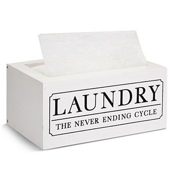 Dryer Sheet Container for 120 Sheets, Farmhouse Laundry Room Décor (White, 8x5x3 In)