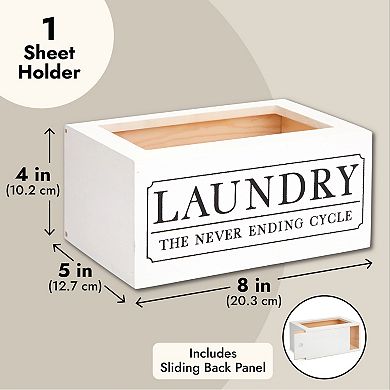 Dryer Sheet Container for 120 Sheets, Farmhouse Laundry Room Décor (White, 8x5x3 In)