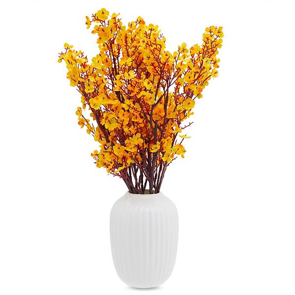 Silk Artificial Baby's Breath Flowers with Stem, Orange Babies Breath