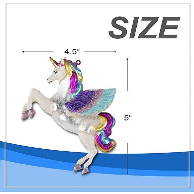 2 Pack Rainbow Unicorn Christmas Ornament, Xmas Tree Party Home Decor 5x4.5x2"