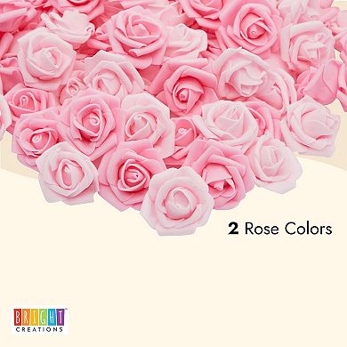 Artificial Roses in 2 Pink Colors, 2-Inch Faux Flower Heads for Crafts ...