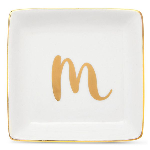 Letter M Ceramic Trinket Tray, Monogram Initials Jewelry Dish (4 x 4 ...