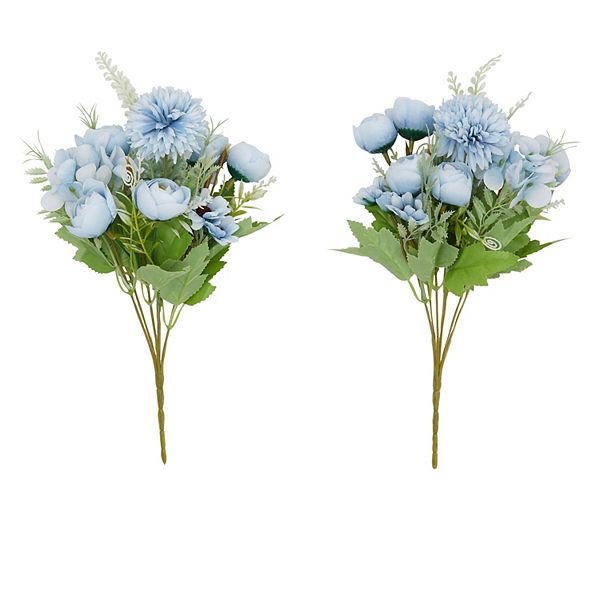 Blue Silk Hydrangea Artificial Flower Bouquets for Centerpieces (12 x 5