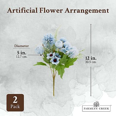 Blue Silk Hydrangea Artificial Flower Bouquets for Centerpieces (12 x 5 ...