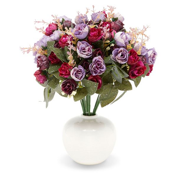 Purple Rose Bouquets Artificial Floral Arrangements For Home Decor 13 Inch 4 Pack 3228