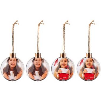 4 Pack Photo Ornaments Ball for Christmas Tree DIY Craft Hanging Tree Décor 2.7"