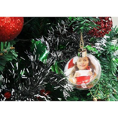Round Photo Ornament for Christmas Tree Decor (2.75 x 4.7 in, 4 Pack)