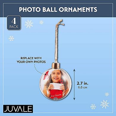 4 Pack Photo Ornaments Ball for Christmas Tree DIY Craft Hanging Tree Décor 2.7"