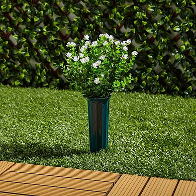 6x Artificial Fake White Flowers Bundle w/ 2 Cone Vase for Outdoor Decor 8.6x13"