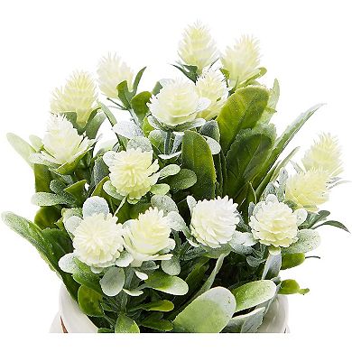 Artificial Flowers with Small White Vase, Home Decoration (3.5 x 6 Inches)