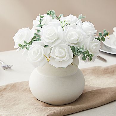100 Pack White Artificial Flowers, Bulk Stemless Fake Foam Roses, 3 In