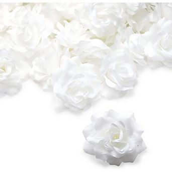 60 pc 4" Artificial Rose Flower Heads for Party & Wedding Decorations, White