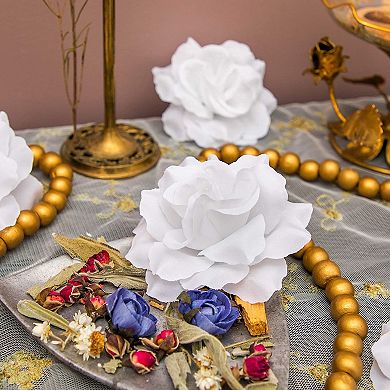 60pcs 4" Artificial Rose Flower Heads for Party & Wedding Decorations, White