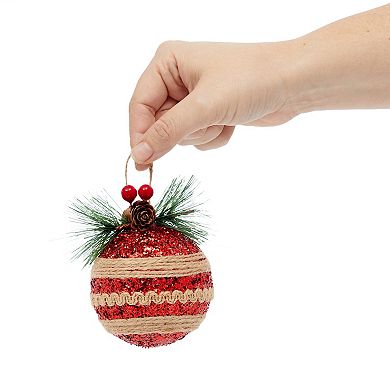 6 Pack Rustic Christmas Ornaments, Xmas Tree Decorations For Holiday Home Décor