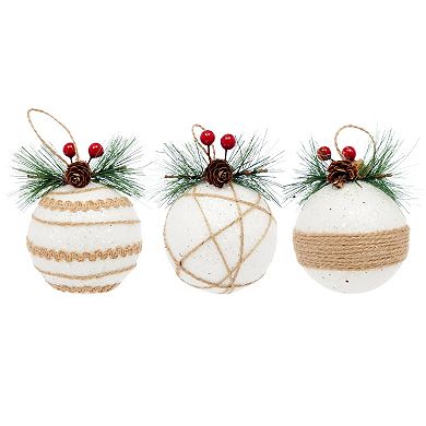 6 Pack Rustic Christmas Ornaments, Xmas Tree Decorations For Holiday Home Décor