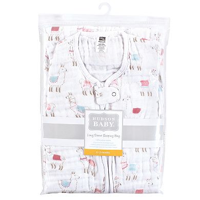 Hudson Baby Infant Girl Long Sleeve Muslin Sleeping Bag, Wearable Blanket, Sleep Sack, Llama