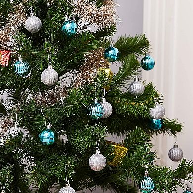 48 Pcs Mini Christmas Ball Ornaments, Blue Hanging Tree Décor for Holiday 1.5”