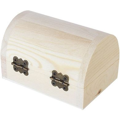 6 Pack Small Unfinished Wood Treasure Chest Box for Arts And Crafts DIY Décor