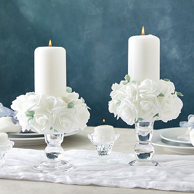 200 Pack White Artificial Flower Heads, 2 Inch Stemless Fake Foam Roses