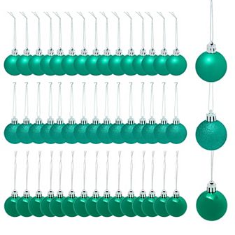 Mini Shatterproof Glitter Christmas Tree Ball Ornaments (Turquoise, 1.5 in 48 Pack)