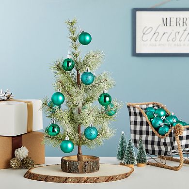 Mini Shatterproof Glitter Christmas Tree Ball Ornaments (Turquoise, 1.5 in, 48 Pack)