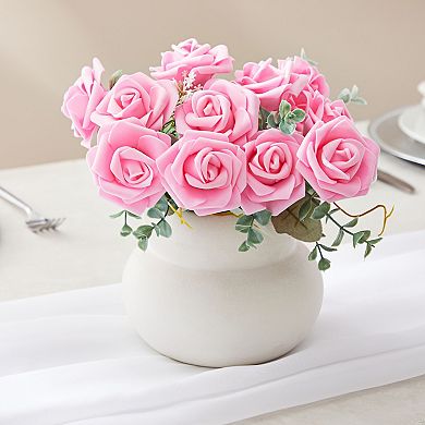 100 Pack Pink Artificial Flowers, Bulk Stemless Fake Foam Roses, 3 In