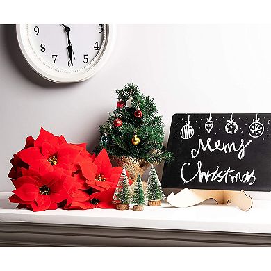 4x Poinsettia Artificial Christmas Flower Holiday Home Vase Table Wreath 16.5”