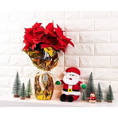 4x Poinsettia Artificial Christmas Flower Holiday Home Vase Table Wreath 16.5”