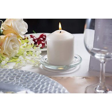 12-Pack Round Glass Pillar Candle Holders Wedding, Spa, Home, Party, Clear, 4"