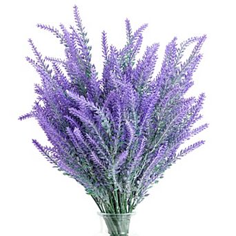 12 Bundles Artificial Lavender Flowers For Faux Bouquets, Fake Wild Stems, 14x2"