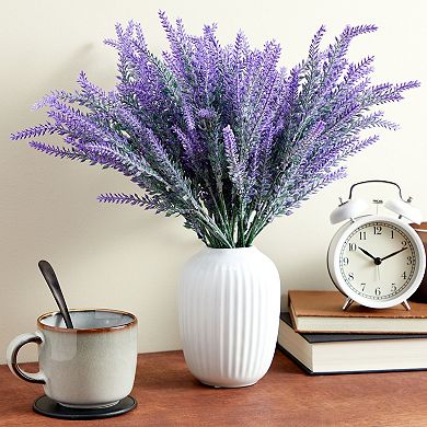 12 Bundles Artificial Lavender Flowers For Faux Bouquets, Fake Wild Stems, 14x2"