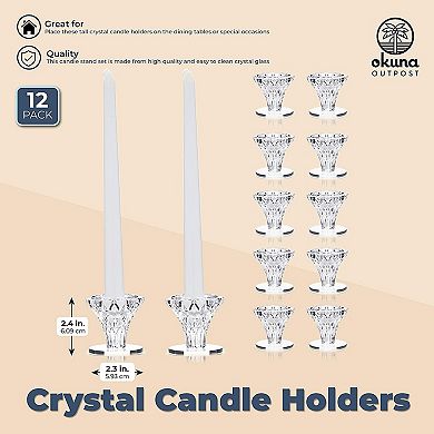 12-pack Crystal Glass Candle Holders For Table Centerpiece, Weddings, 2.4 X 2.3"