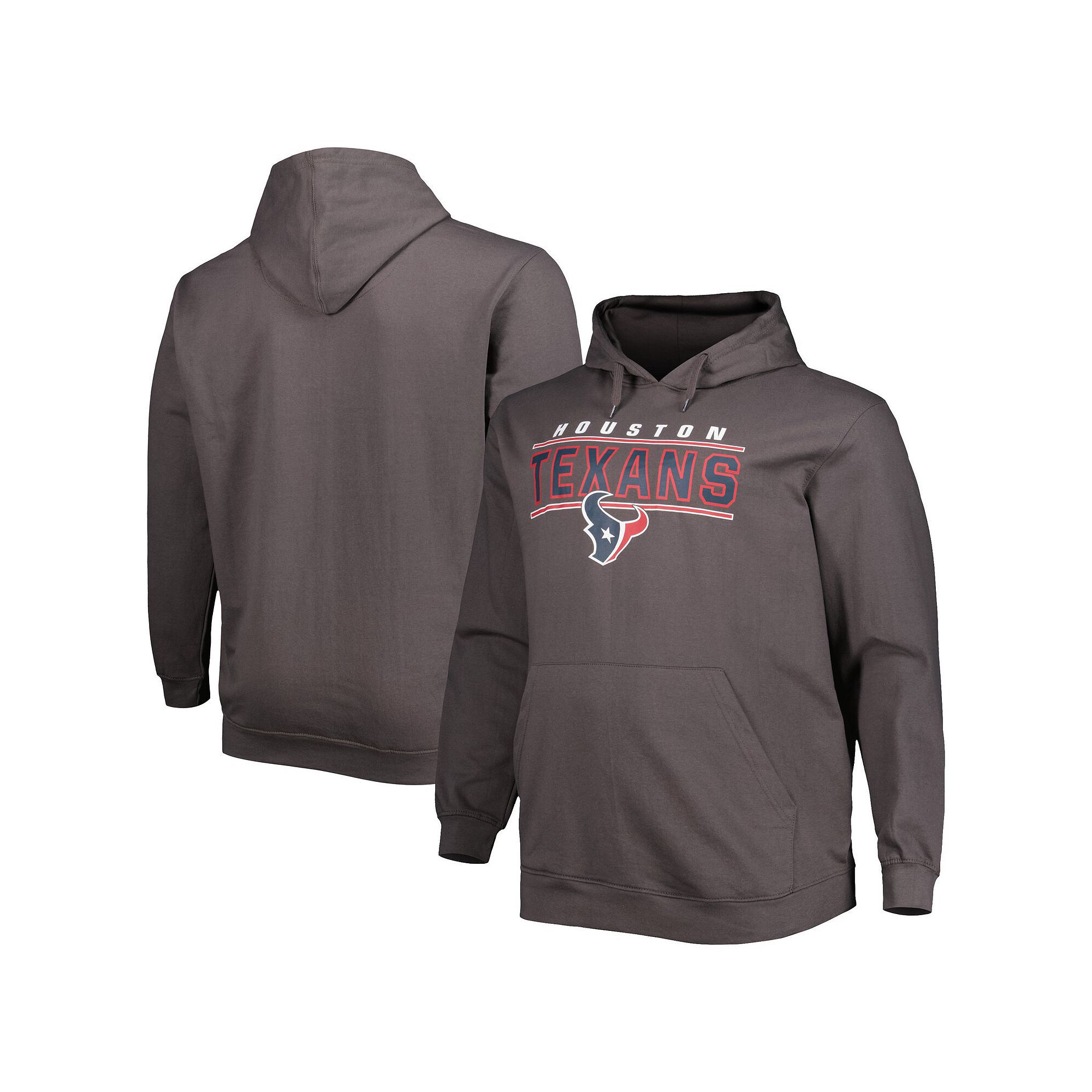 Mens Charcoal Houston Texans Big & Tall Logo Pullover Hoodie, Size: 2XB