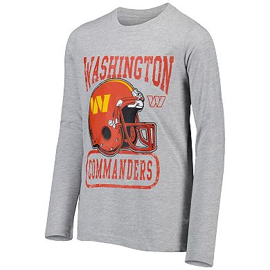 Youth Heathered Gray Washington Commanders Head-to-Head Long Sleeve T-Shirt