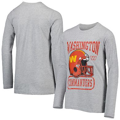 Youth Heathered Gray Washington Commanders Head-to-Head Long Sleeve T-Shirt