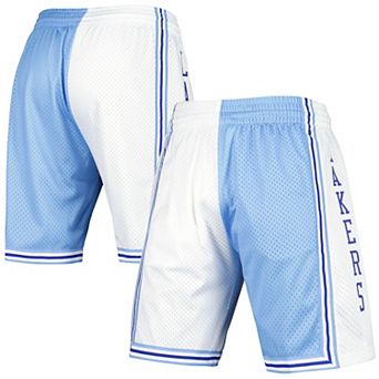 Men's Mitchell & Ness Powder Blue/White Los Angeles Lakers Hardwood Classics 1996 Split Swingman Shorts