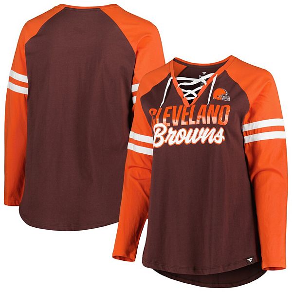 Women's Fanatics Branded Brown/Orange Cleveland Browns Plus Size True to  Form Lace-Up V-Neck Raglan Long Sleeve T-Shirt