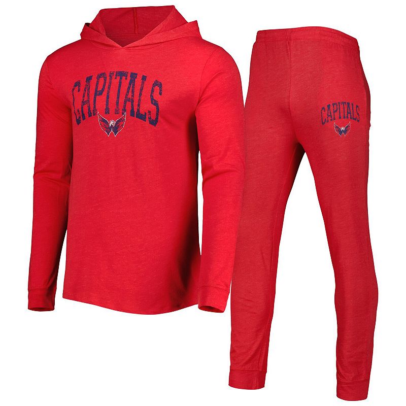 Mens Concepts Sport Red Washington Capitals Meter Long Sleeve Hoodie T-Shi