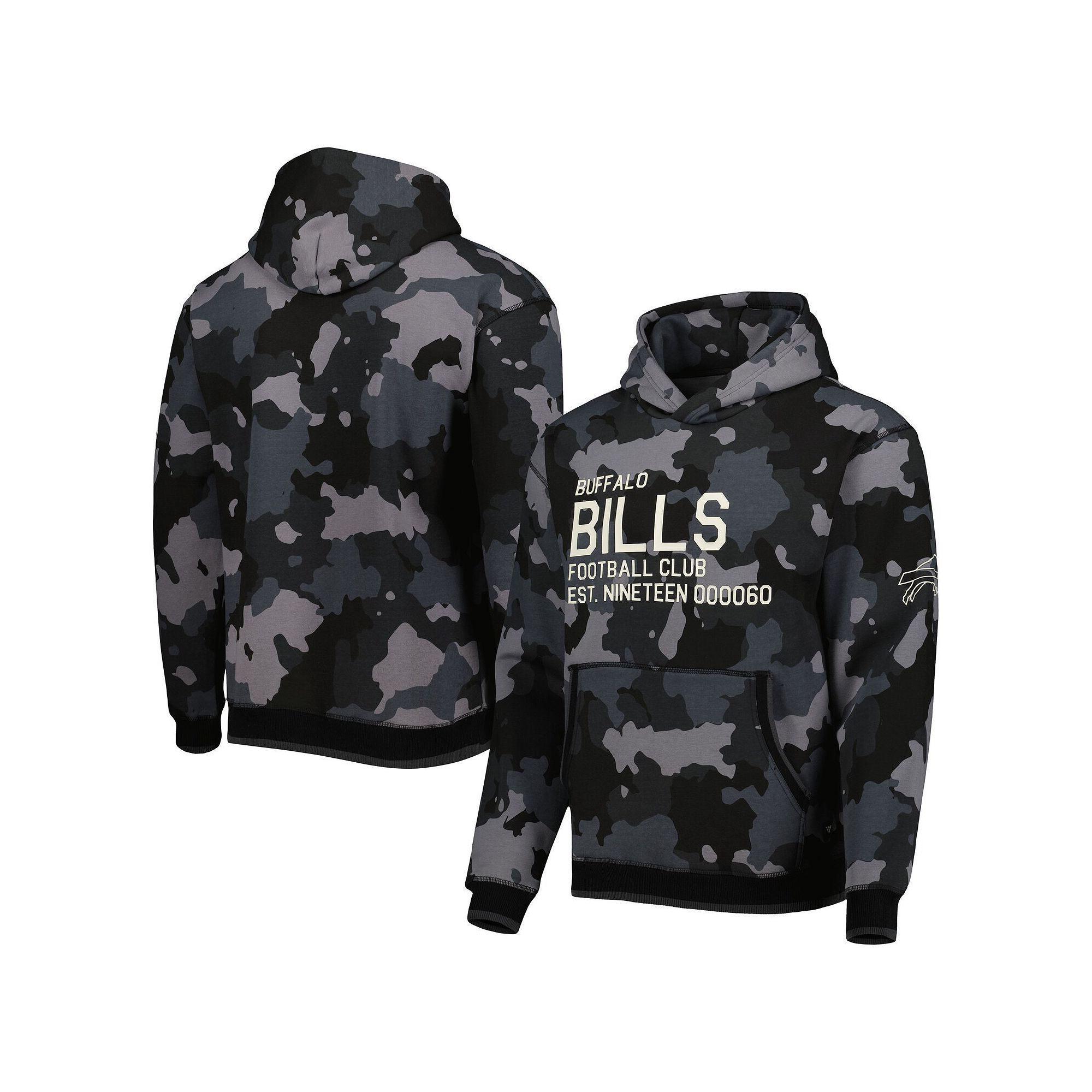 Mens The Wild Collective Black Buffalo Bills Camo Pullover Hoodie, Size: M