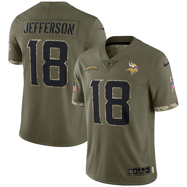 Men's Nike Justin Jefferson Olive Minnesota Vikings 2022 Salute To Service  Limited Jersey