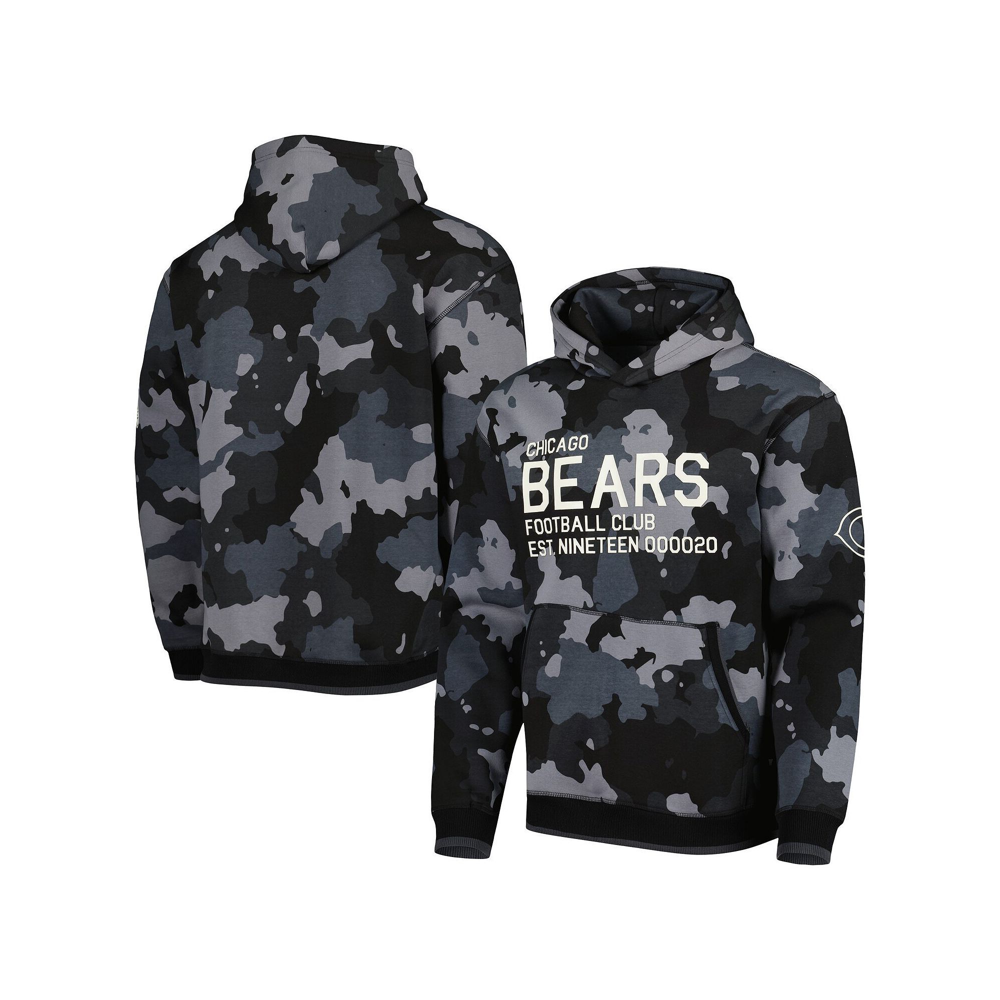 Mens The Wild Collective Black Chicago Bears Camo Pullover Hoodie, Size: S